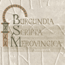 Logo Burgundia Scripta Merovingica manuscrit évoquant une enluminure
