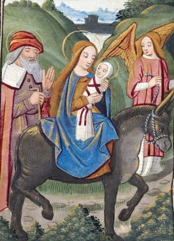 Poitiers, BM, Ms 1097 f. 32v – Heures à l'usage de Poitiers, fin XVe s. – La fuite en Égypte Poitiers, BM, Ms 1097 f. 32v – Heures à l'usage de Poitiers, fin XVe s. – La fuite en Égypte